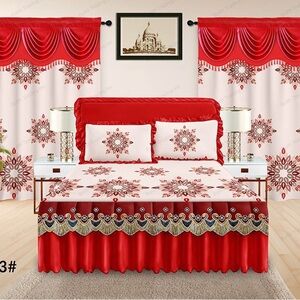 Red and White Floral Bedding Set